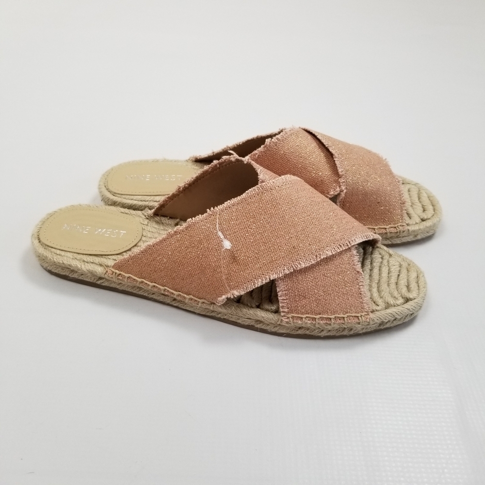 Nine West Hamden Espadrille Sandals Size 11 Blush Sparkle NWOT